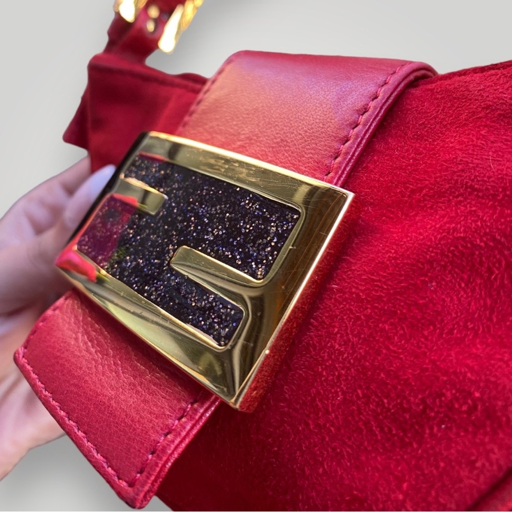 Fendi Red Suede Mini Croissant HandBag - Picture 8 of 11